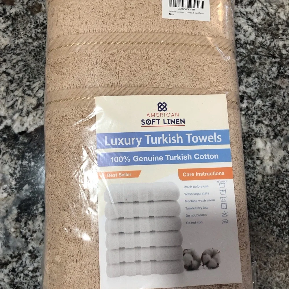American Soft Linen 6 Piece Luxury Hand Towel Set.  100% Turkish Cotton.  New.